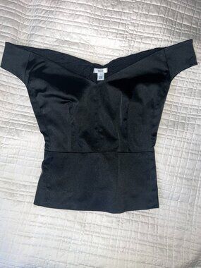 Lewit Black Satin Off The Shoulder Lace Up Corset Top Small